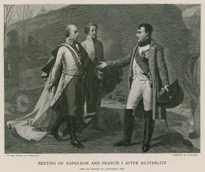 Ontmoeting van Napoleon en Frans I na Austerlitz door French School