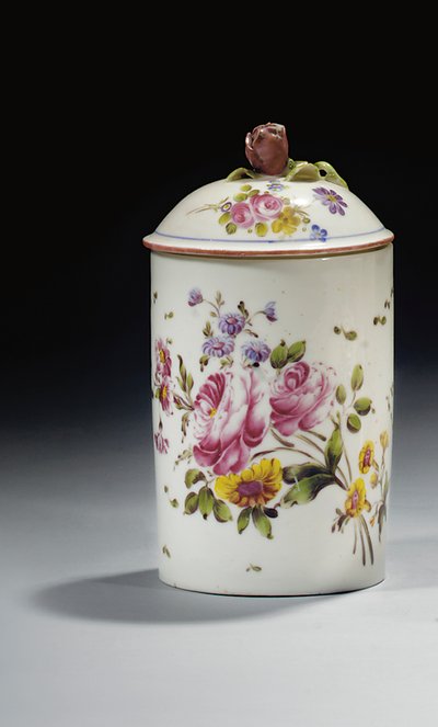 Mennecy zalfpot en deksel, ca. 1750-70 door French School