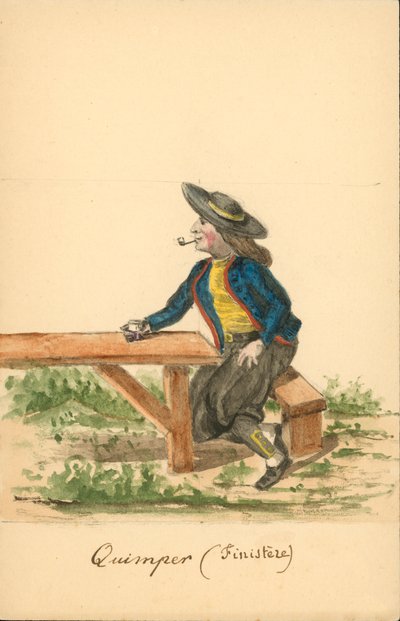 Mannenkostuum van Quimper, Finistère door French School