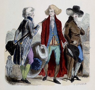 Mannenmode in Parijs in 1787. door French School