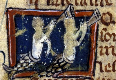Zeemeerminnen afgebeeld in een 14e-eeuws Frans bestiarium. Milaan, Biblioteca Trivulziana. door French School