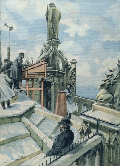 Meteorologisch Observatorium op de Tour St. Jacques, illustratie uit Le Petit Parisien, 20 november 1902 door French School