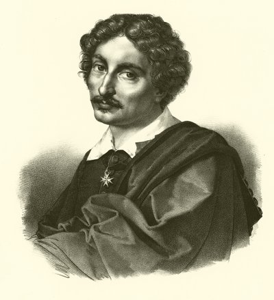 Michelangelo Merisi da Caravaggio, portret (gravure) door French School