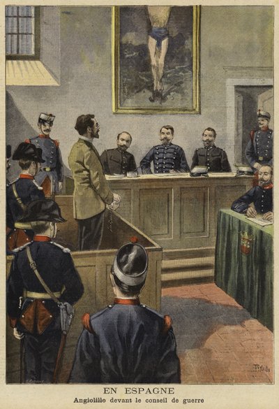 Michele Angiolillo voor de Krijgsraad, Spanje, 1897 door French School