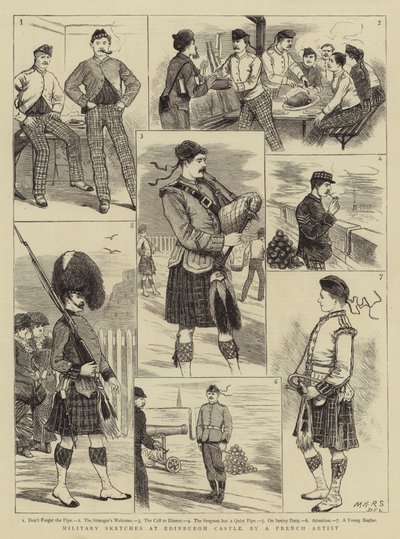 Militaire schetsen bij Edinburgh Castle door French School