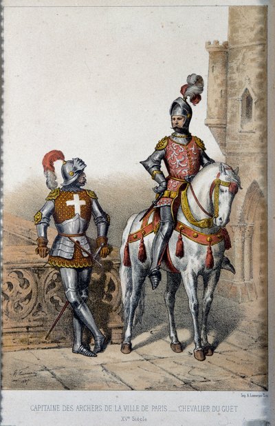 Militair uniform: kapitein van de boogschutters van de stad Parijs en ridder van de wacht in de 15e eeuw door French School