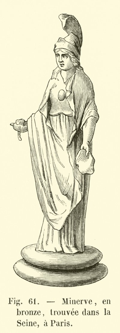 Minerve, in brons, gevonden in de Seine, Parijs (gravure) door French School