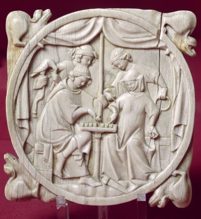 Spiegelkist met een schaakspel, ca. 1300 door French School