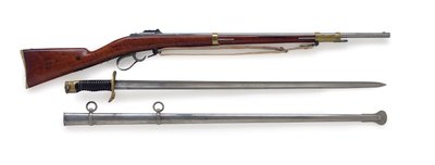 Model 1854 Pinfire Fusil Lance de Cent-Gardes met zeldzaam zwaardbajonet, c.1856 door French School