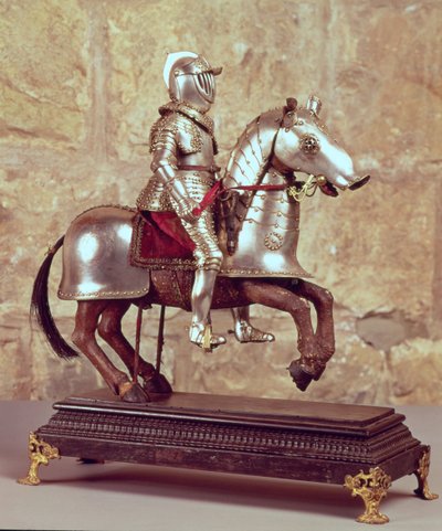 Model van een gepantserd paard en ruiter, ca.1640 door French School