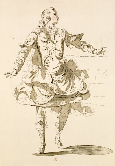 Monsieur Jeliotte als Pigmalion, in Pigmalion, een libretto door Lamotte, gecomponeerd door Jean-Philippe Rameau, 1748 (kleurgravure) door French School
