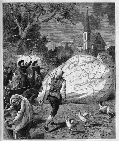 De aerostatische ballon van Monsieur de Montgolfier viel neer in Gonesse (Val-d