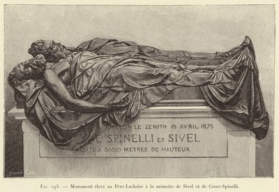 Monument opgericht op Père-Lachaise ter nagedachtenis aan Sivel en Croce-Spinelli door French School