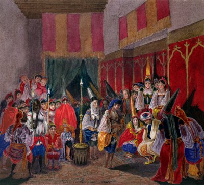 Moorse bruiloft in Algerije, ca. 1840-45 door French School