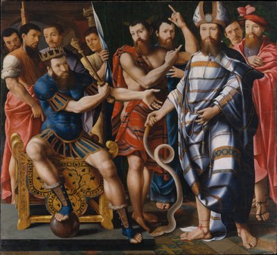 Mozes en Aaron voor de farao: Een allegorie van de familie Dinteville, 1537 door French School