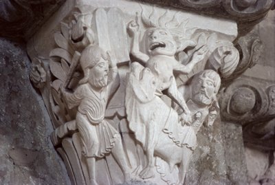 Mozes en het Gouden Kalf, kapiteelreliëf, ca. 1130 door French School