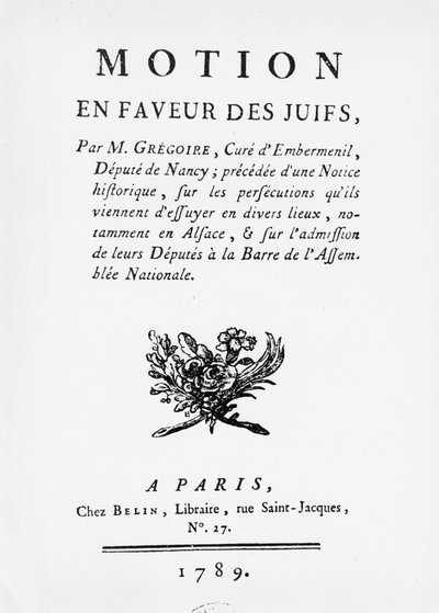 Motie ten gunste van de Joden, door Henri Gregoire (1750-1831), 1789 door French School