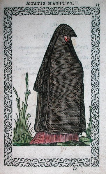 Rouwkleding uit Bayonne, illustratie uit een boek over kostuums gepubliceerd in Antwerpen door French School