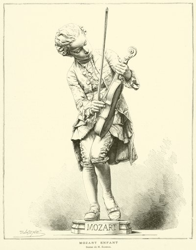 Mozart kind, standbeeld van M Barrias door French School