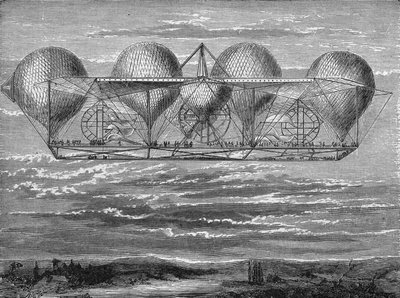 Het luchtvaartuig van de heer Petin (project bedacht in 1850) - in 