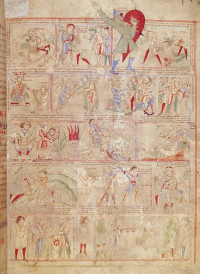 Ms.1215 t.3 fol. 13r Scènes uit het leven van David, uit de Bijbel van Etienne Harding door French School