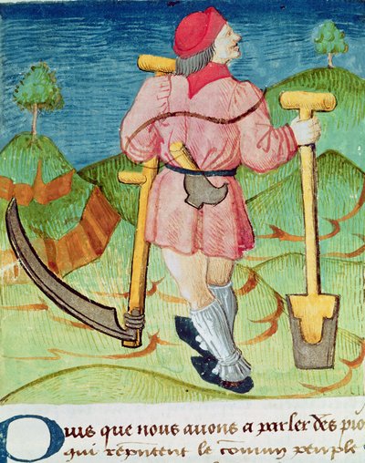 Ms.3066 fol.39v De Arbeider, uit Le Livre des echecs moralises, door Jacques de Cessoles door French School