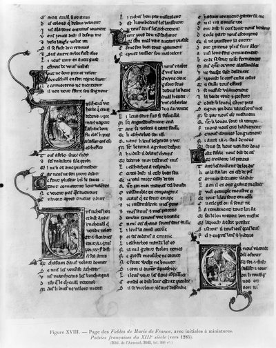Fabels door Marie de France (fl.12e eeuw), uit een Anthologie van Franse Gedichten, ca.1280-90 door French School