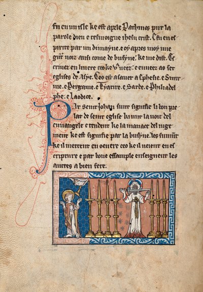 Ms65 f3v, Commentaar op de Apocalyps van St. Jan, eind 13e eeuw door French School