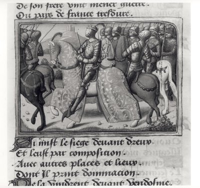 Ms.Fr.5054 fol.26 r Karel VII (1403-61) en Jeanne d