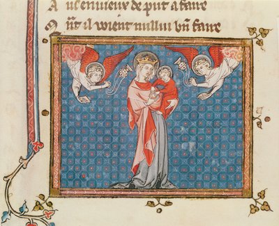 Ms 1044 fol.68v Maagd en Kind met engelen die wierookvaten dragen, uit Ovide Moralise geschreven door Chretian Legouais door French School