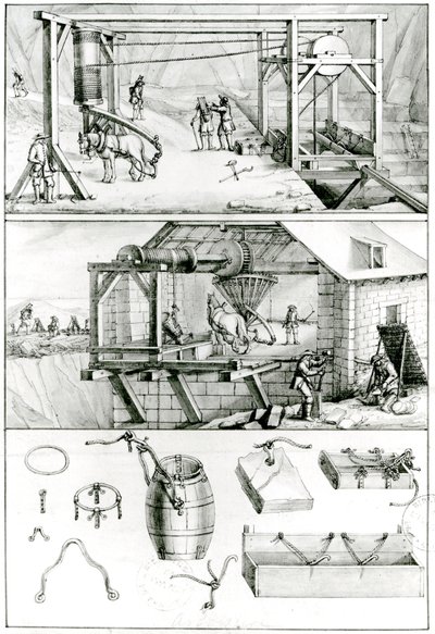 Ms 1064 fol.8 Een leisteengroeve, uit Descriptions des Arts et Metiers door French School
