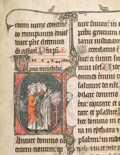 Ms 124 fol.98 Monniken zingen, uit een Psalter door French School