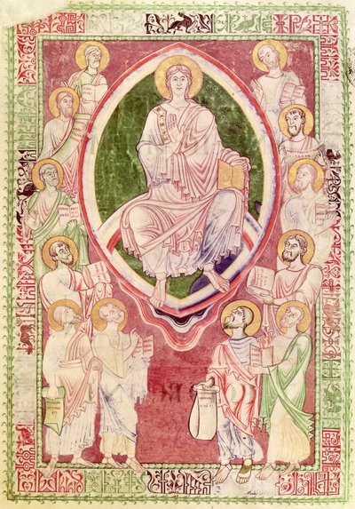 Christus met de twaalf kleine profeten, uit Explanatio in Prophetas et Ecclesiasten door St. Jerome, uit de Abdij van Citeaux door French School