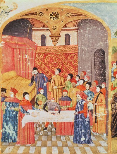 Ms 1335 f.219 Ontleding van het lichaam van Alexander de Grote, uit Vie d