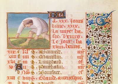 Ms 134 Juni: Maaien, uit een getijdenboek door French School