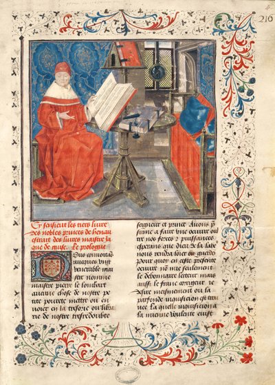 Ms 149 t.1 fol.4 Portret van de auteur, uit de Histoire des Nobles Princes de Hainaut, door Jacques de Guise door French School