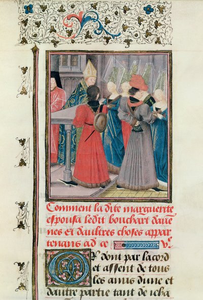 Ms 149 t.3 fol.149 Huwelijk van Marguerite de Constantinople met Bouchard d