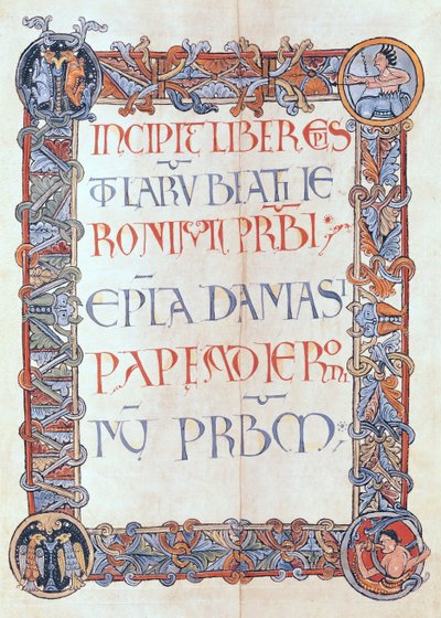 Ms 154 fol.3 Pagina met tekst en een gebloemde rand, uit de brieven van St. Hiëronymus door French School