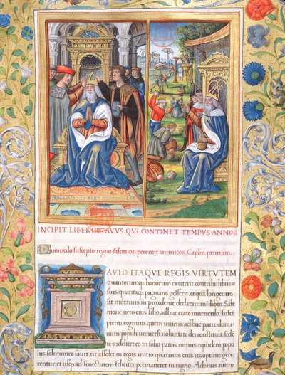 Ms. 1581 f. 154 Illustratie uit Boek VIII (Van de dood van David tot de dood van Achab), Hoofdstuk 1 van de Oudheden van de Joden (Antiquitates Judaicae) door Flavius Josephus - Hoe Salomo, toen hij door French School