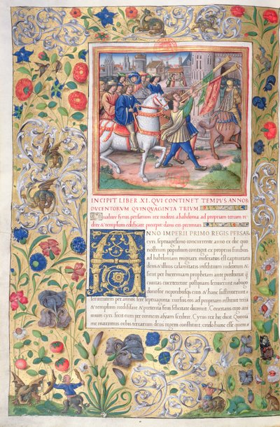 Ms. 1581 f. 211v Illustratie uit Boek XI (Van het eerste jaar van Cyrus tot de dood van Alexander de Grote), Hoofdstuk 1 van de Oudheden van de Joden (Antiquitates Judaicae) door Flavius Josephus - Hoe door French School