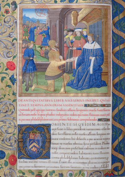 Ms. 1581 f. 897v Illustratie uit Boek XX (Van Fadus de procurator tot Florus), Hoofdstuk 1 van de Oudheden van de Joden (Antiquitates Judaicae) door Flavius Josephus - Hoe na de dood van Agrippa door French School