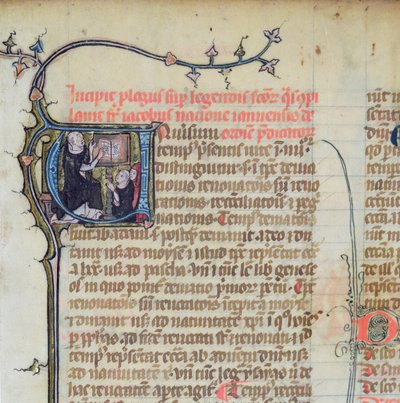 Ms 1721 Fol.1 Dominicaanse monnik die twee andere monniken onderwijst, uit Legenda Sanctorum Aurea door Jacques de Voragine door French School