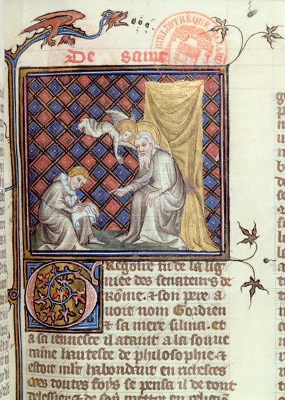 Ms 1729 St. Gregorius, uit Legenda Sanctorum Aurea door Jacques de Voragine, ca. 1370 door French School