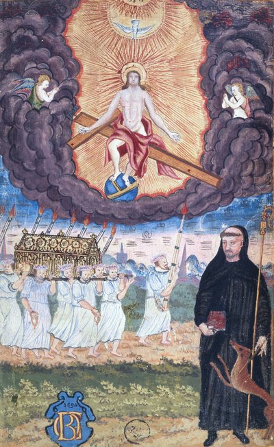 Transport van het relikwie van St. Genevieve in Parijs door French School