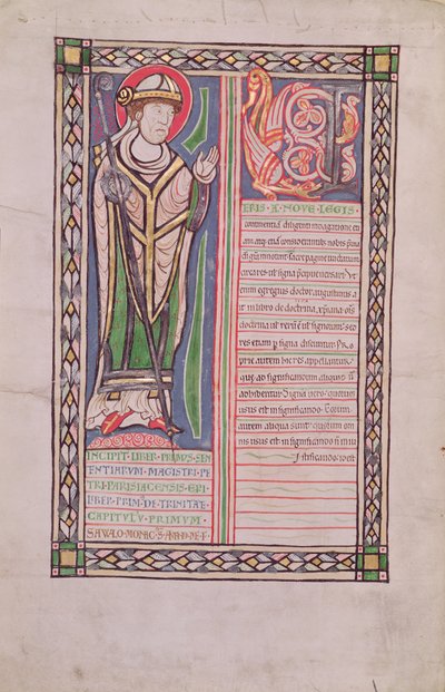 Ms 186 Fol.2v Pierre Lombard Bisschop van Parijs, uit de Liber Quatuor Sententiarum (Boek van Sententies), ca. 1160 door French School