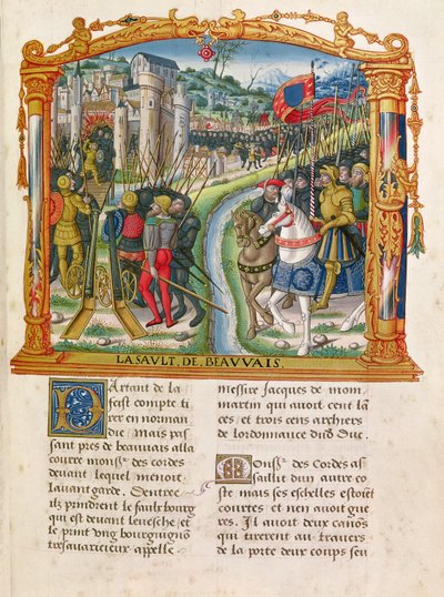 Beleg van Beauvais door Karel de Stoute, Hertog van Bourgondië, 27 juni 1472, uit de Memoires van Philippe van Commines (1445-1509) door French School