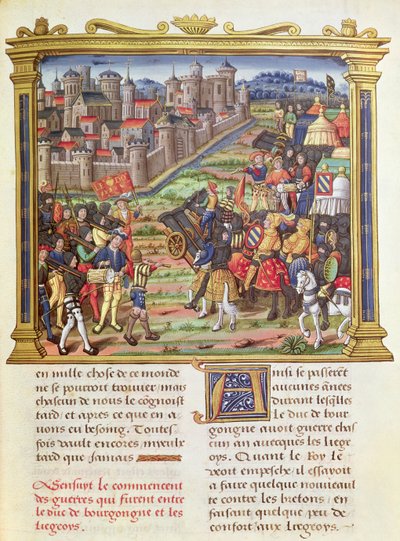 Oorlog tussen Karel de Stoute, hertog van Bourgondië en Luik, uit de Memoires van Philippe van Commines door French School