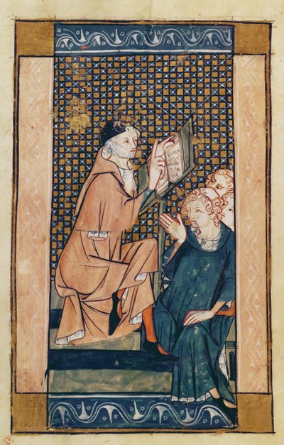 Henri de Mondeville (ca.1260-ca.1320) die lesgeeft, uit La Chirurgie de Maitre Henri de Mondeville door French School