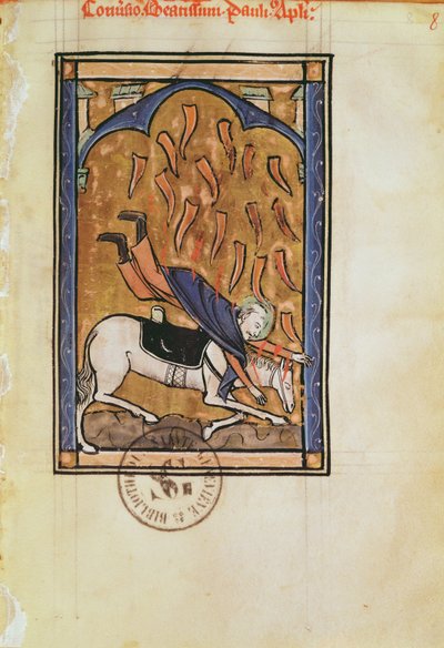 Bekering van St. Paulus, uit het Psalter van de Abdij van St. Elizabeth de Genlis door French School