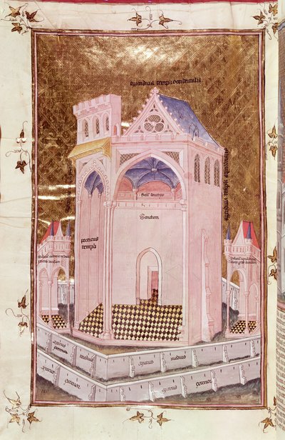 Ms 292 Tome 3 fol.214v De tempel van Jeruzalem, uit Postilles sur la Bible door Nicolas de Lyre door French School